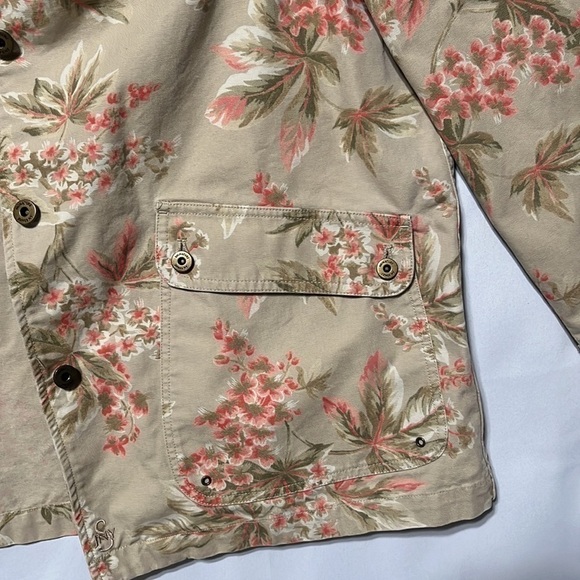 JONES NEW YORK SIGNATURE CANVAS JACKET KHAKI TROPICAL PRINT, SIZE L - Picture 7 of 10